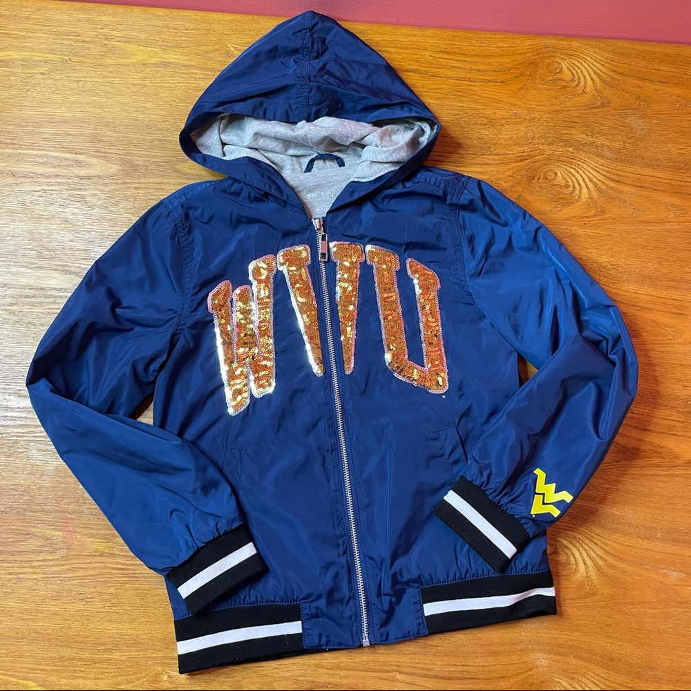 WVU Girls rain jacket, lined jacket size 10 Justice